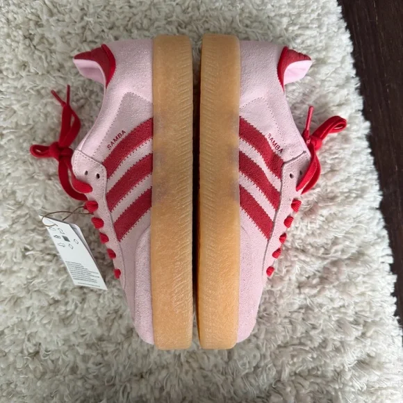 Adidas Samba (Sambae) Platform Sneakers — Pastel Pink & Red - Picture 4 of 7